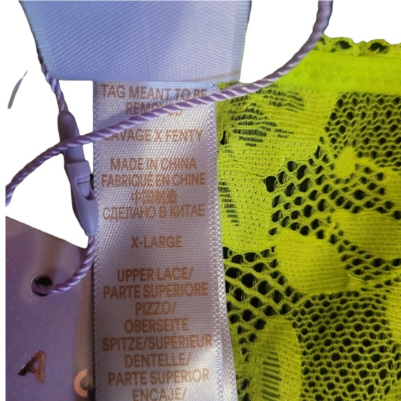 NWT “SAVAGE X FENTY” CHARTREUSE COLOR LACE CAMISOLE or CROPPED TOP SIZE XL - Picture 10 of 11